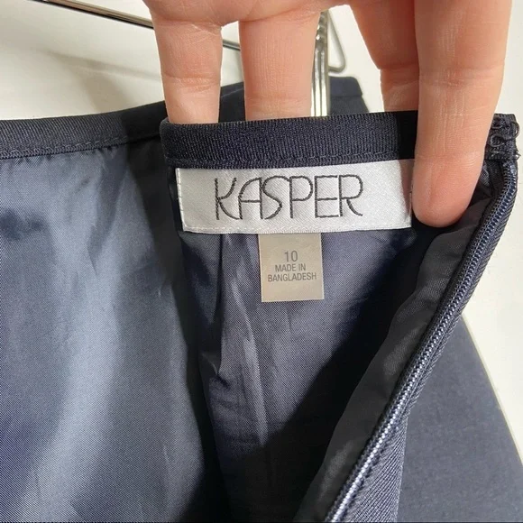 Kasper Solid Black Career Lined Short Straight Skirt Dark Academia - Picture 6 of 11